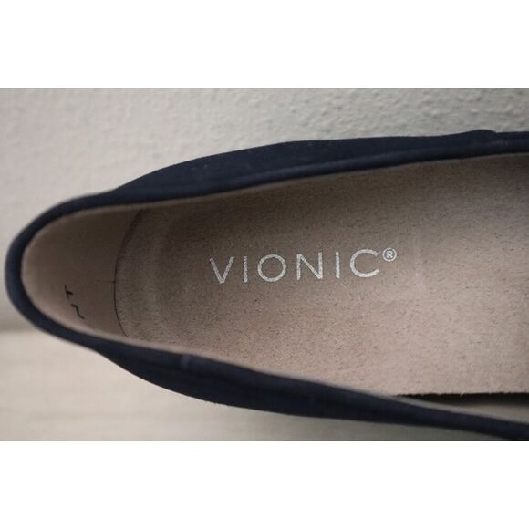 Vionic Women's Sz 7.5M Navy Blue Suede Willa Wedge Slip-On Loafers - Picture 7 of 12